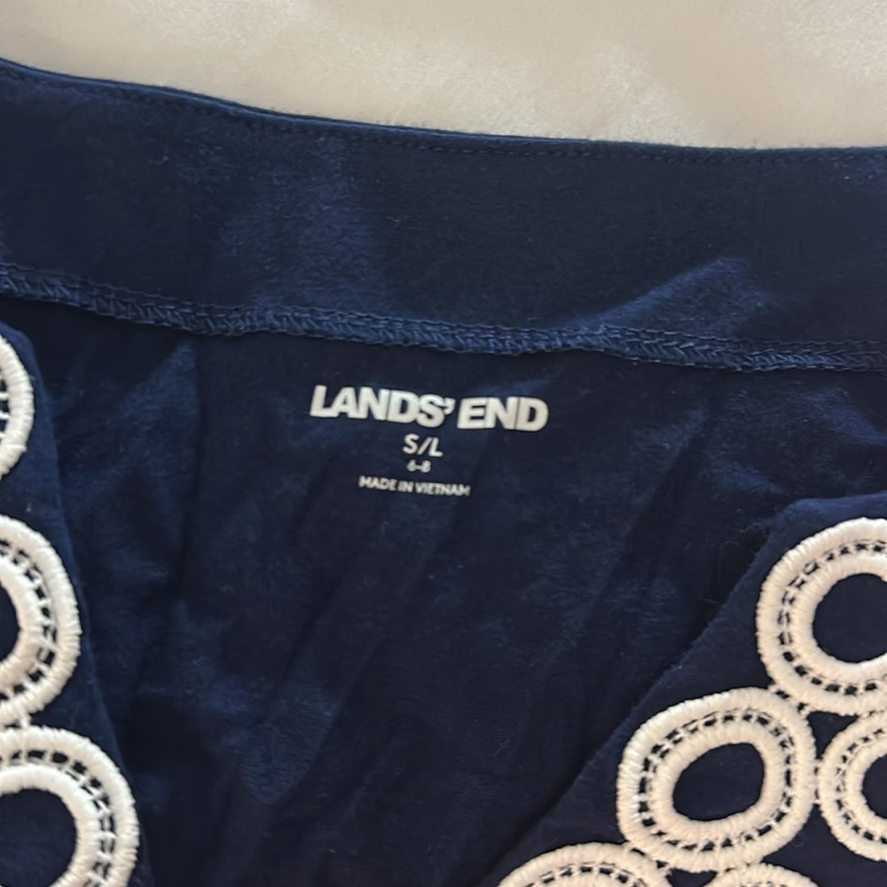 TWO Lands' End Women's Pink and Navy Embroidered dress - Picture 2 of 4